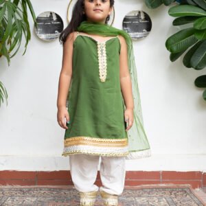 Green Embroidered Kameez Set