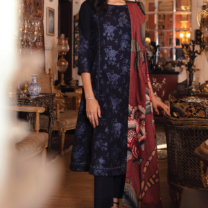 Navy Blue Floral Kurta Set